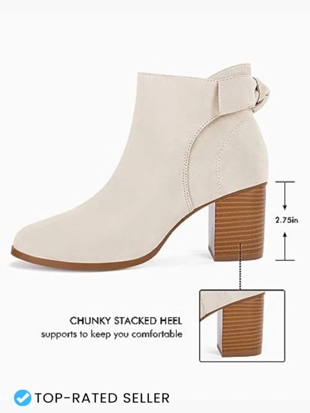 Suede Chunky Heel Ankle Booties Pointed Toe Bow Tie Side Zip Dress Boots